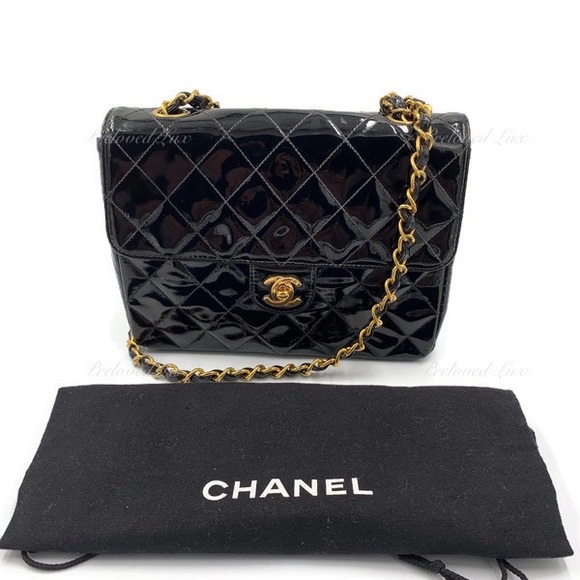 Authentic CHANEL Classic Mini Square Black Shoulder Bag Crossbody - GHW - Picture 4 of 17